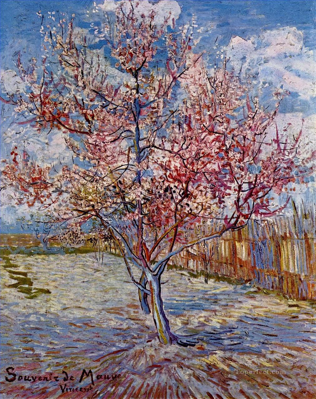Melocotonero en flor en memoria de Mauve Vincent van Gogh Pintura al óleo